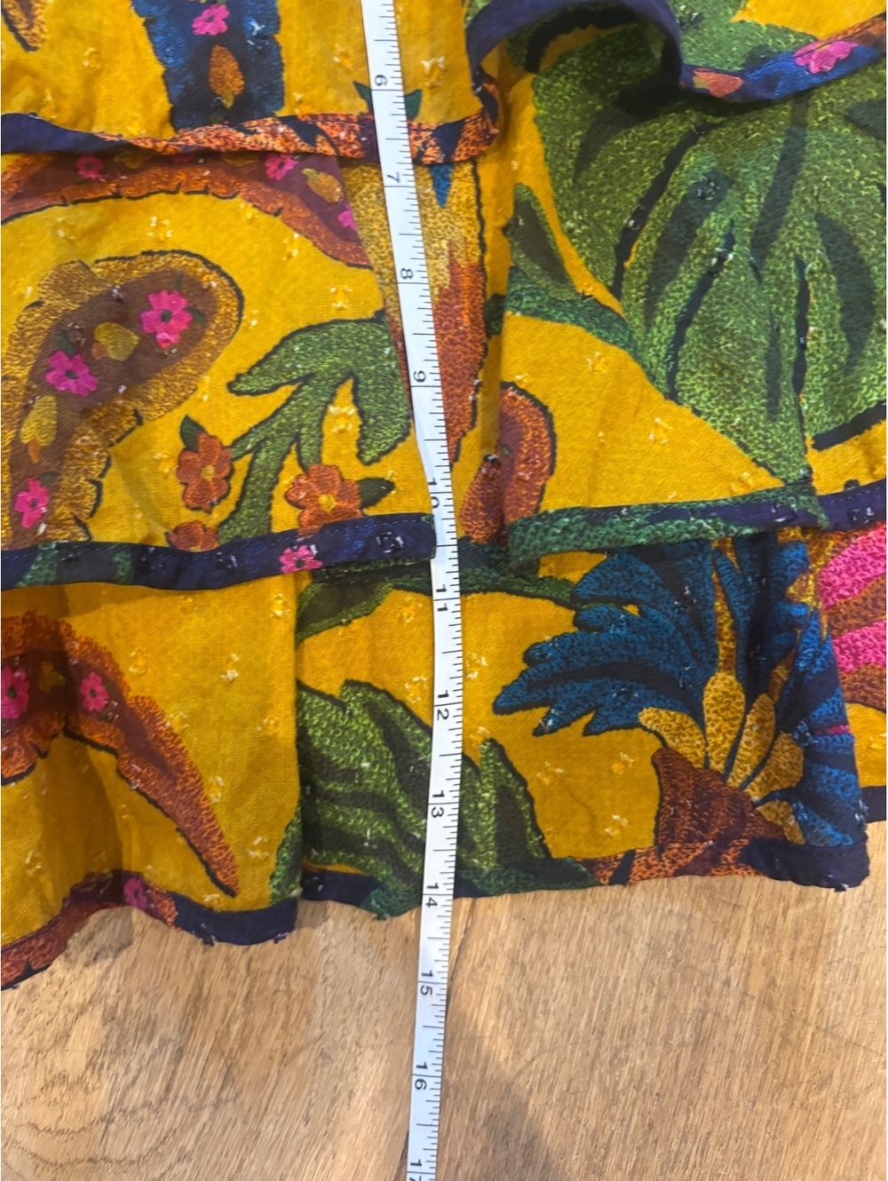 FARM Rio Tropical Tapestry Ruffle Miniskirt In Yellow XS - Picture 10 of 10